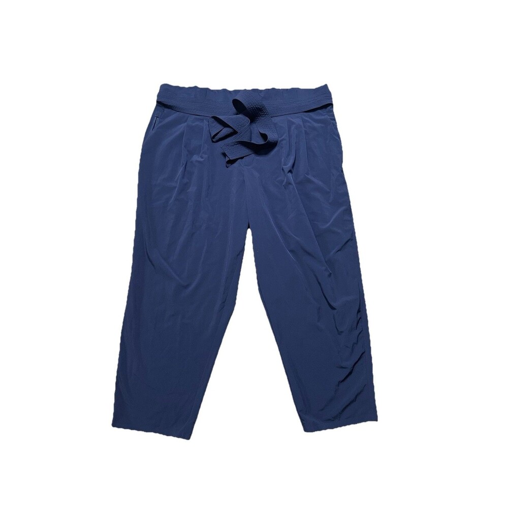 Athleta Skyline Pants II Women's 22 Navy Blue Paperbag Waist Athleisure Trousers